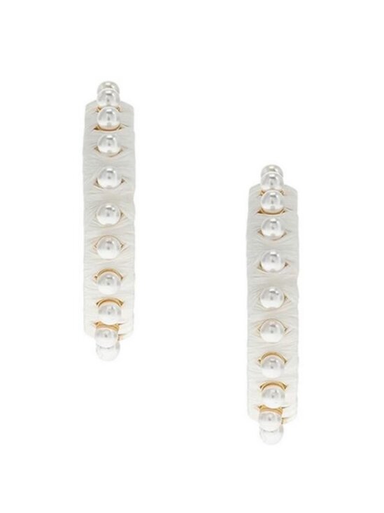 Kate Spade Earrings Francesca Pearl Raffia Hoop Earring White Gold Hoops NEW - Picture 4 of 6